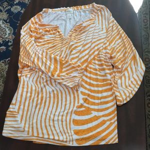 Orange Zebra stripe Chico’s shirt